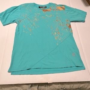 Caliber CDMG Men SZ XL Green Copper Paint Splattered Short Sleeve Shirt Tactical